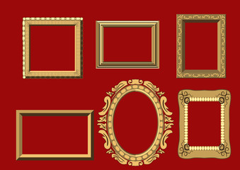 Set of gold carved frames for paintings