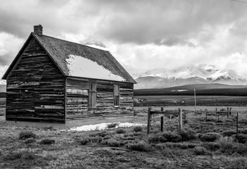 Abandoned House Overlooks Mountains