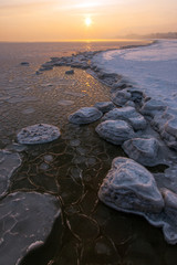frozen Baltic sea near Sopot city, Poland