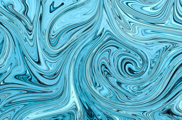 Liquid Abstract Ice Winter Pattern With Blue Graphics Color Art Form. Digital Background With Abstract Liquid Flow.