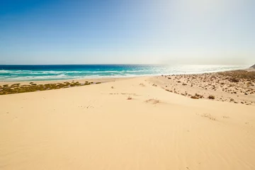 Crédence de cuisine en verre imprimé Plage de Sotavento, Fuerteventura, Îles Canaries Sotavento beach on fuerteventura canary island in spain. View from large dune.