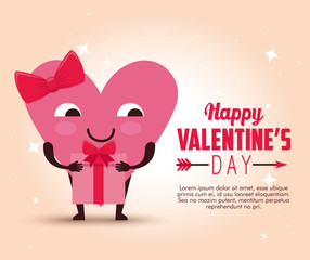 female heart wearing ribbon bow and present gift