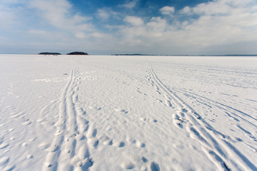 Sniardwy Lake in winter, the largest lake in Poland, Masuria Region, Poland