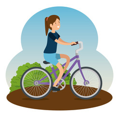 Fototapeta premium woman ride bicycle vehicle to do exercise