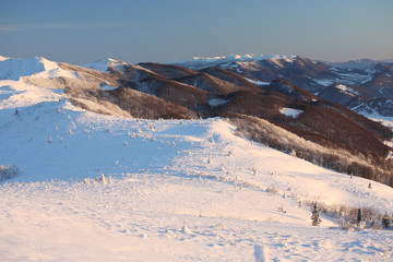 Fototapeta na wymiar View from Rozsypaniec Mountain, Bieszczady Mountains, Bieszczady National Park, Carpathians Mountains, Poland and Ukraine