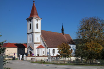 Church in Purkarec village near Hlubok&aacute; nad Vltavou castle, Czech republic