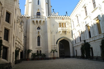 Fototapeta na wymiar Courtyard of Hluboká nad Vltavou castle, Czech republic