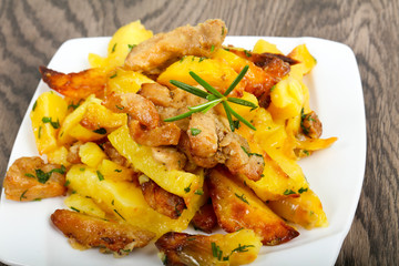 Fried potato with pork