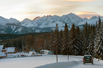 view from Polana Zgorzelisko to the Tatra Mountains, Tatra National Park, Poland