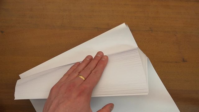 fan of A4 sheets of paper.