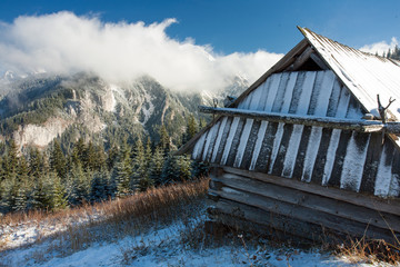 Shepherd's huts in the Stoly Clearing, Western Tatra Mountains, Tatra National Park, Poland