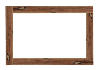 Old wooden picture frame isolated on white background. with clipping path.
