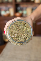 thyme in jar