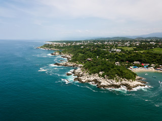 Aerial view to Manzanillo beach in Puerto Escondido