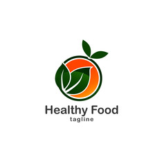 Healthy Food Logo Template Stock Vector