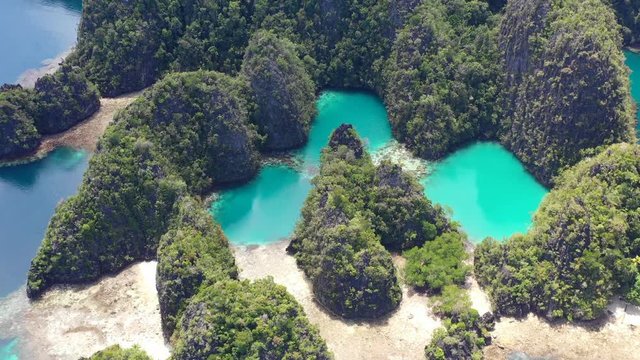 Beautiful Aerial View of Islands and Lagoon in Raja Ampat