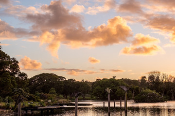 dawn clouds over a lake