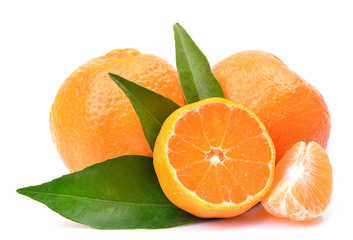 Mandarin fruit on white background