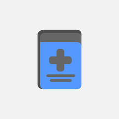 Obraz premium Book medic flat icon vector isolated on white background