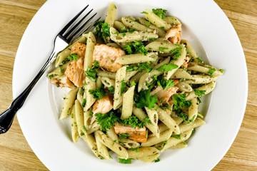 Asparagus & Baked Salmon Penne Pasta Salad