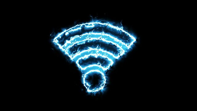 Sign of the Wi-Fi network, silhouette in the glowing energy aura. Two color solutions