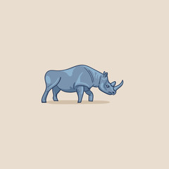 rhino vector simple color illustration