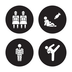 Fototapeta premium 4 vector icon set : Terracotta, conscription, civilian, combat isolated on black background