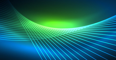 Neon glowing magic background, neon banner, night sky wallpaper. Magic light effect. Christmas abstract pattern.