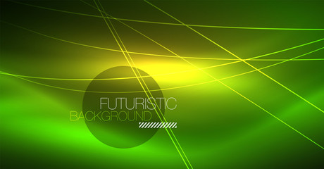 Neon glowing magic background, neon banner, night sky wallpaper. Magic light effect. Christmas abstract pattern.