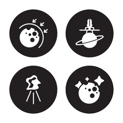 4 vector icon set : aerosphere, aerolite, aerospace, Venus isolated on black background