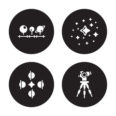 4 vector icon set : Magnitude, Solstice, Star Cluster, Reflector isolated on black background
