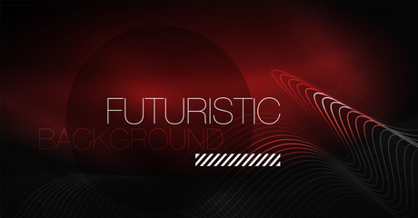 Neon lines wave background. Abstract composition