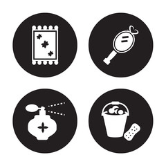 4 vector icon set : Handkerchief, Fragance, Hand mirror, Foam isolated on black background