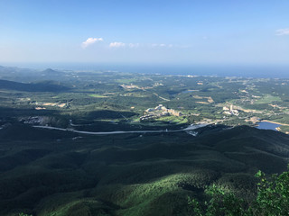 The view to the aria near Sokcho city from the air. South Korea