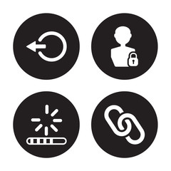 4 vector icon set :, Loading, Login, Link isolated on black background