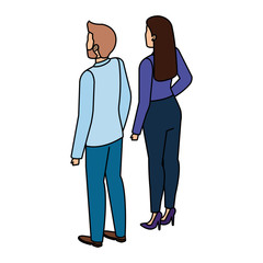 Fototapeta premium business couple back avatars characters