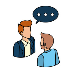 couple of men with speech bubble