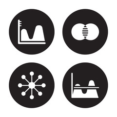 4 vector icon set : Wave chart, Variety, Venn diagram, Value Chart isolated on black background