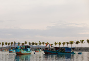 Fototapeta na wymiar Fishing boat on the sea in Vietnam