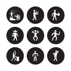 9 vector icon set : blessed human, blah awesome awful bad better beautiful sick human isolated on black background