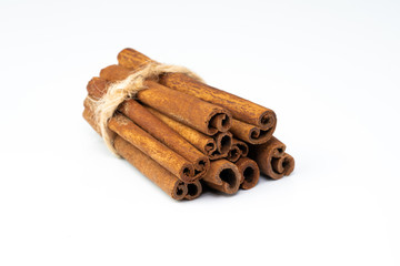 cinnamon sticks on white background