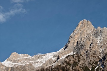 Dolomiti peak on blue sky