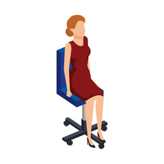 elegant businesswoman sitting in office chair