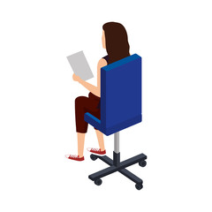 elegant businesswoman sitting in office chair
