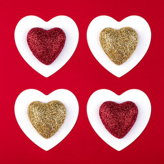 Gold and red hearts