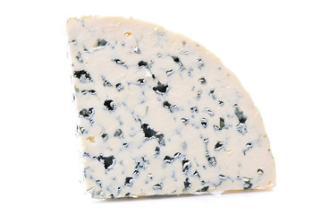 Blue cheese on white background