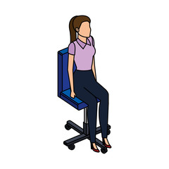 young woman in the office chair