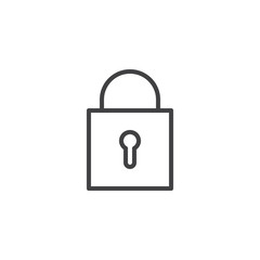 Padlock lock outline icon. linear style sign for mobile concept and web design. Locked padlock simple line vector icon. Security, protect symbol, logo illustration. Pixel perfect vector graphics