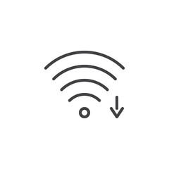 Wi-fi signal arrow outline icon. linear style sign for mobile concept and web design. Wireless network zone simple line vector icon. Symbol, logo illustration. Pixel perfect vector graphics