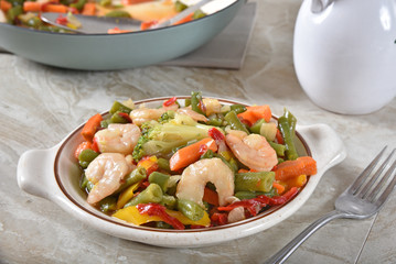 Healthy shrimp stir fry